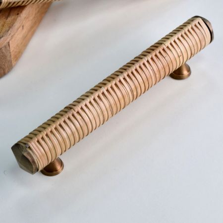 High-Quality Wooden Rattan Handle in Antique Finish (8.5 Inch)